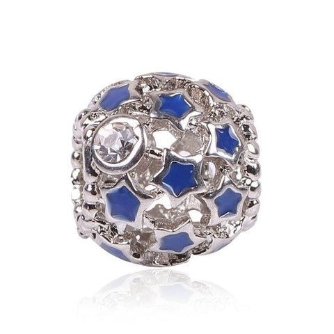 Silver Blue Charm Beads